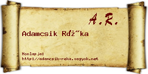 Adamcsik Réka névjegykártya